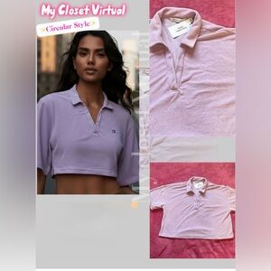 Calvin Klein Lavender Cropped Polo Top (oversize)